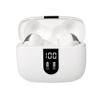Écouteurs bluetooth 5.4 écran LED autonomie de 36 heures microphone antibruit étanchéité IPX5 fonctionnement tactile blanc écouteurs